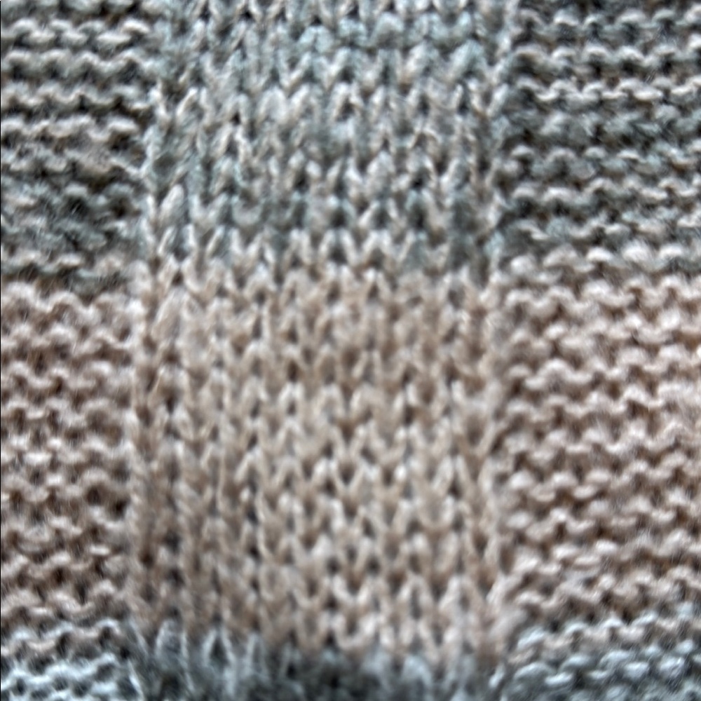 Ultra Flirt Striped Sweater Dress V-Neck Knit Neutral Tan Gray L Pocketed - Picture 9 of 10